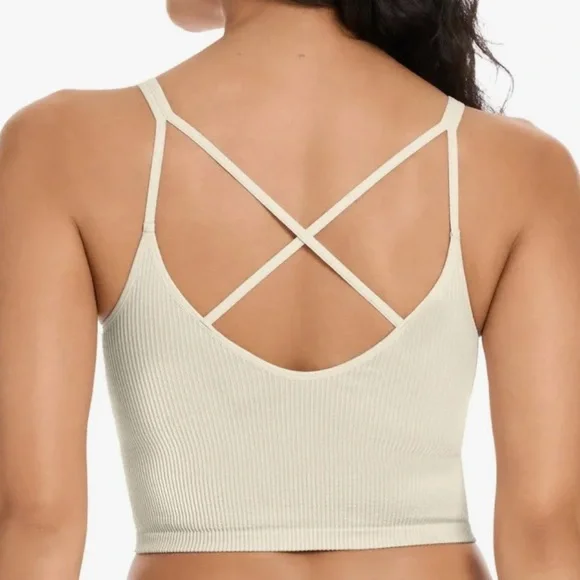 Lemon Ribbed Yoga Bra - Cream - Picture 2 of 3